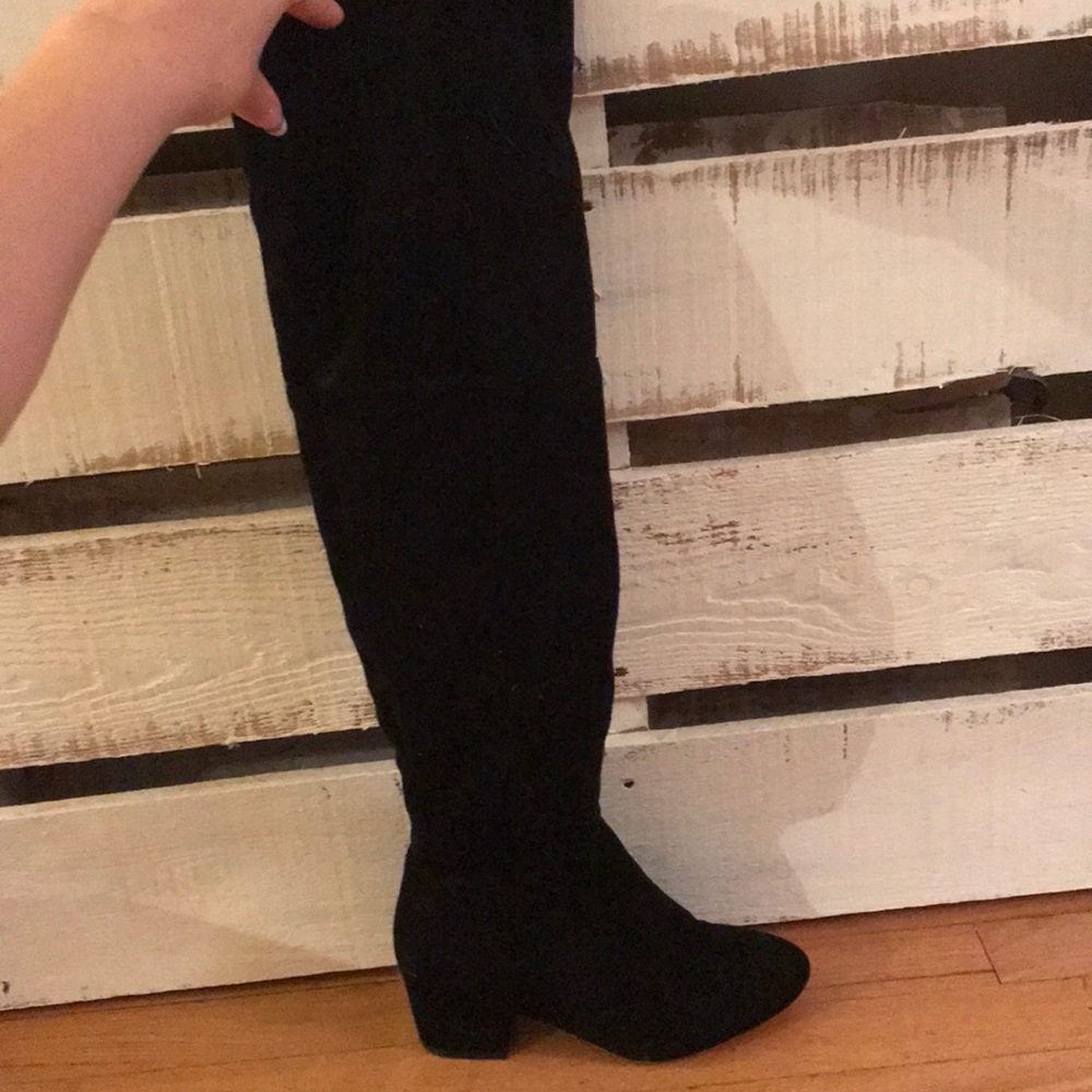 Black suede over the knee boots